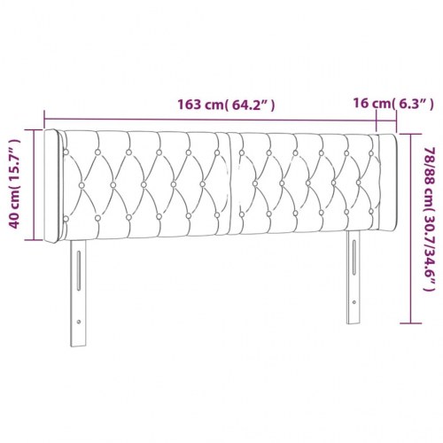 Sengegavl med LED-lys 163 x 16 x 78/88 cm - mørkegrå