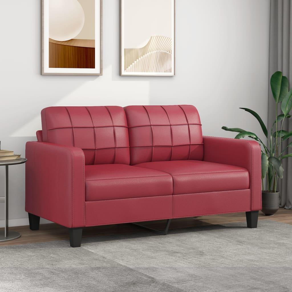 2 Personers Sofa 140 Cm Kunstlæder Vinrød