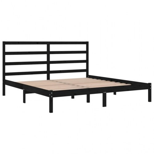Sengeramme 200 x 200 cm i massivt fyrretræ - sort