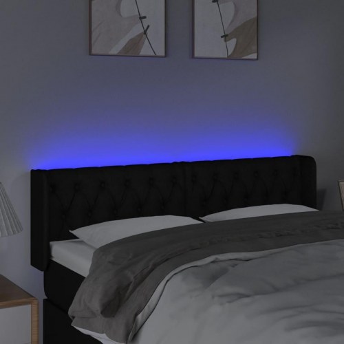 Sengegavl med LED-lys 163 x 16 x 78/88 cm - sort
