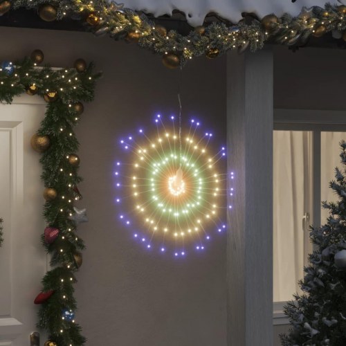 Lysende starburst-dekoration - 140 LED, 17 cm, flerfarvet, IP44, med fjernbetjening og timer