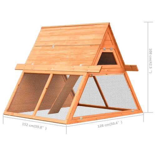 Kaninbur 152x128x108 cm massivt fyrre- og grantræ