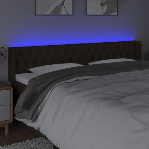 Sengegavl med LED-lys 183 x 16 x 78/88 cm - mørkebrun
