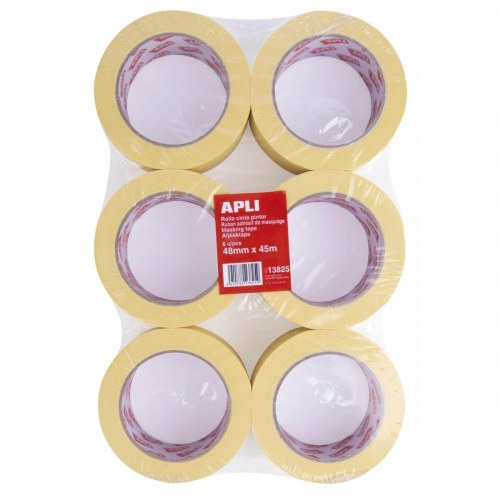 Apli malertape - gul, 6 ruller, 48 mm × 45 m