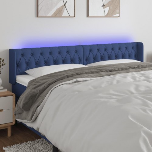 Sengegavl med LED-lys 203 x 16 x 78/88 cm - blå