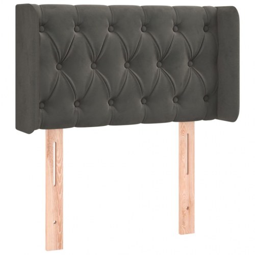 Sengegavl med LED-lys i fløjl - mørkegrå 83 x 16 x 78/88 cm