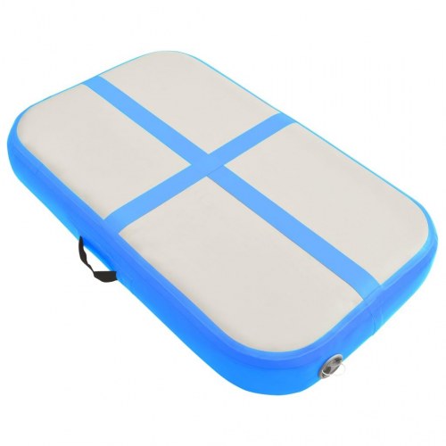 Oppustelig gymnastikmåtte 60 x 100 x 15 cm - grå/blå