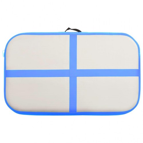 Oppustelig gymnastikmåtte 60 x 100 x 15 cm - grå/blå