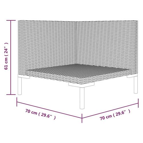 Havesofa med hynder halvrundt polyrattan