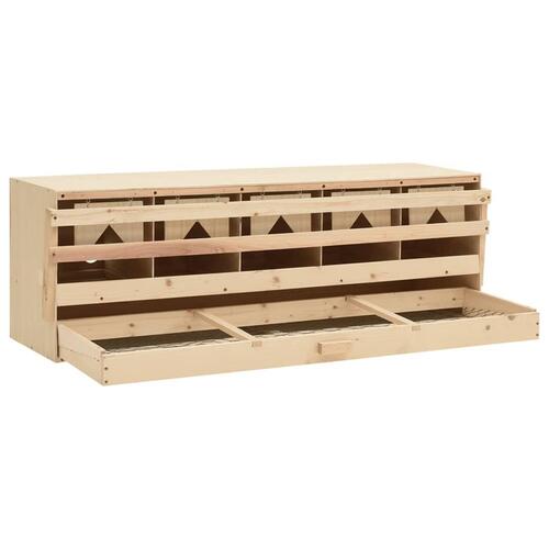 Redekasse til høns med 5 rum 117x33x38 cm massivt fyrretræ