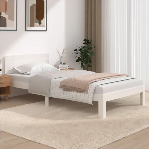 Sengeramme 100 x 200 cm i massivt fyrretræ - hvid