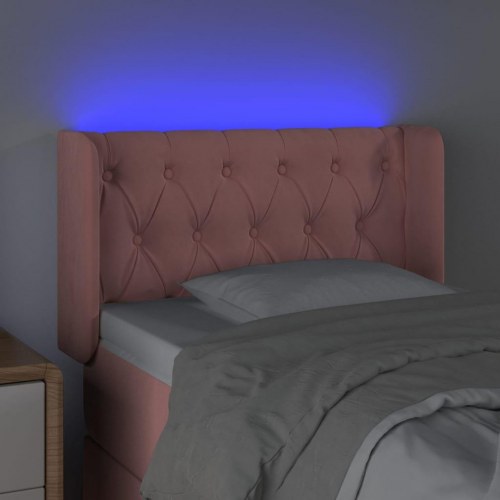 Sengegavl med LED-lys 83 x 16 x 78/88 cm - lyserød