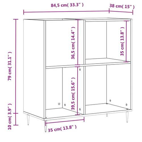 Vinylskab 84,5x38x89 cm konstrueret træ brun egetræsfarve
