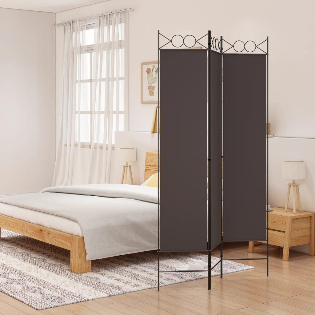 3-panels rumdeler 120x200 cm stof brun