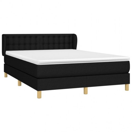 Kontinentalseng med madras 140x190 cm - stof, sort
