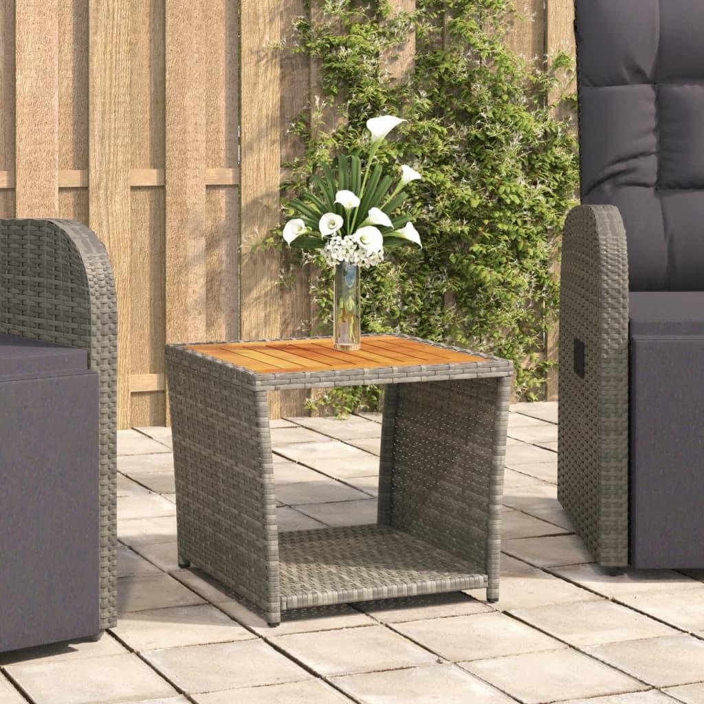 Havebord med træbordplade polyrattan og massivt akacietræ grå