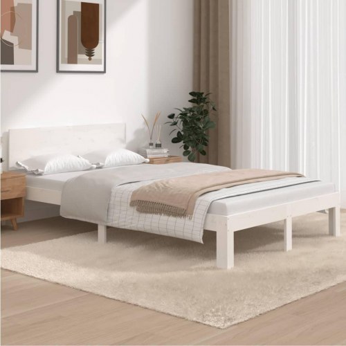 Sengeramme 120 x 200 cm i massivt fyrretræ - hvid