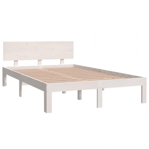 Sengeramme 120 x 200 cm i massivt fyrretræ - hvid