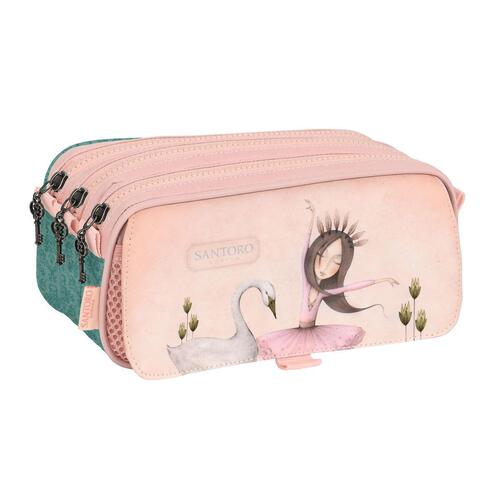 Dobbelt carry-all Santoro Swan lake Grå Pink 21,5 x 10 x 8 cm