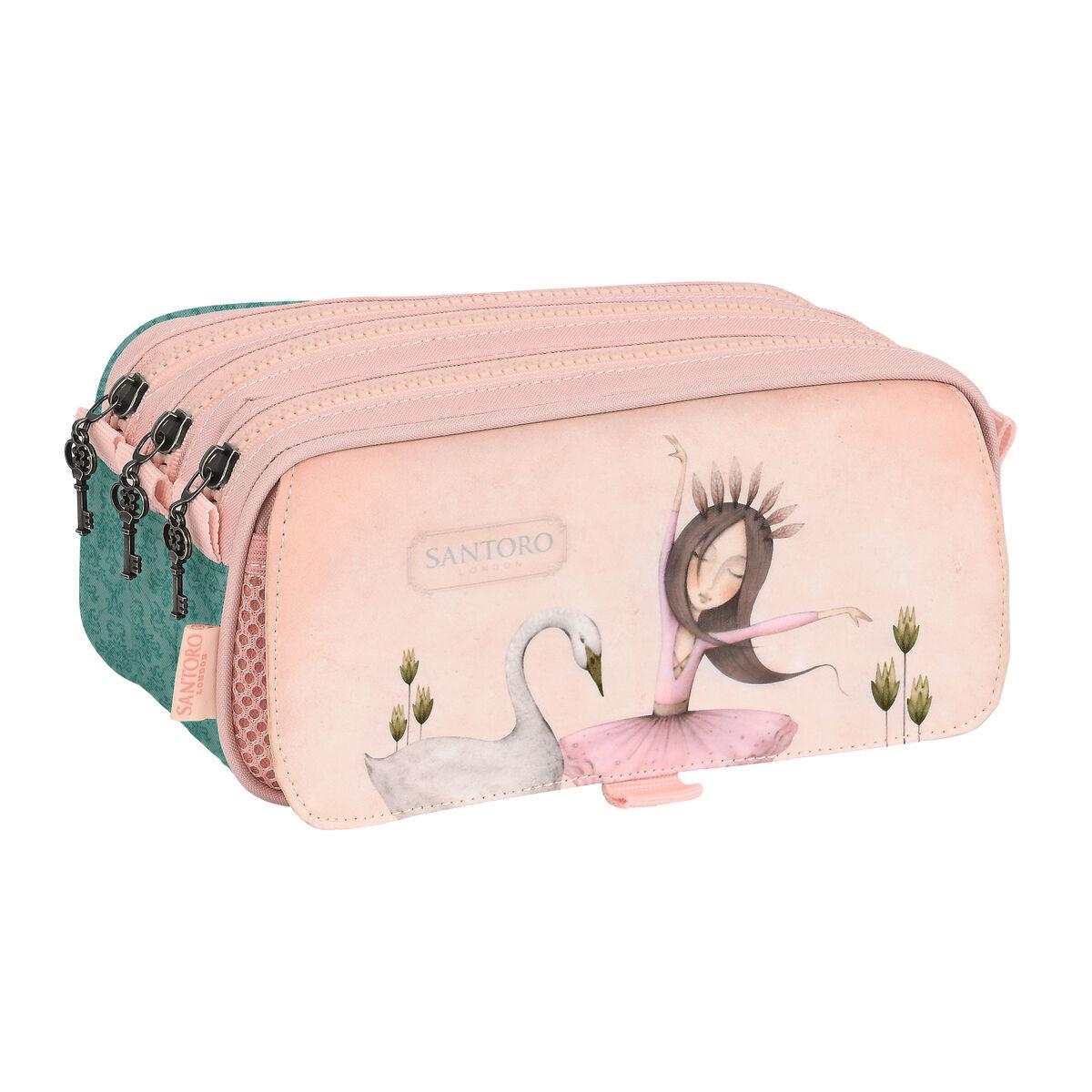 Dobbelt carry-all Santoro Swan lake Grå Pink 21,5 x 10 x 8 cm