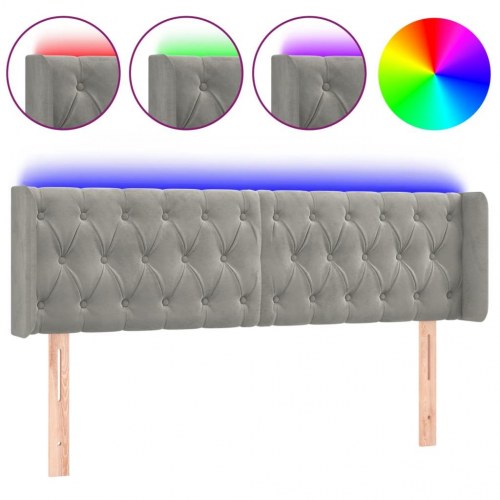 Sengegavl med LED-lys 163 x 16 x 78/88 cm - lysegrå