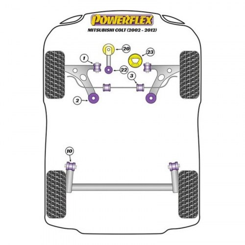 Powerflex PFF44-521 silentblock - højtydende polyurethan til Mitsubishi Colt/Smart Forfour 454