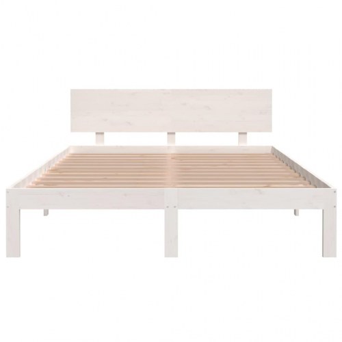 Sengeramme 140 x 200 cm i massivt fyrretræ - hvid