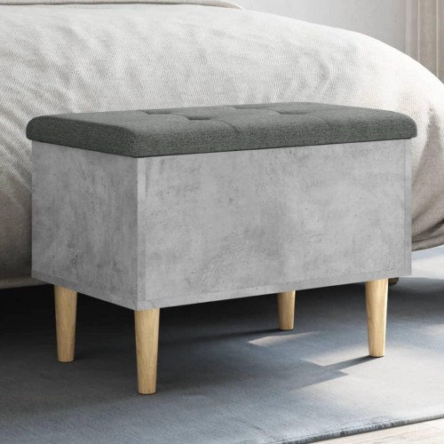 Skobænk med opbevaring 62×42×46 cm - betongrå med mørkegrå hynde