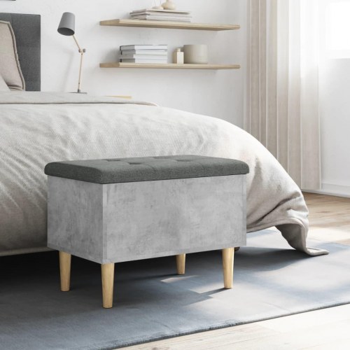 Skobænk med opbevaring 62×42×46 cm - betongrå med mørkegrå hynde