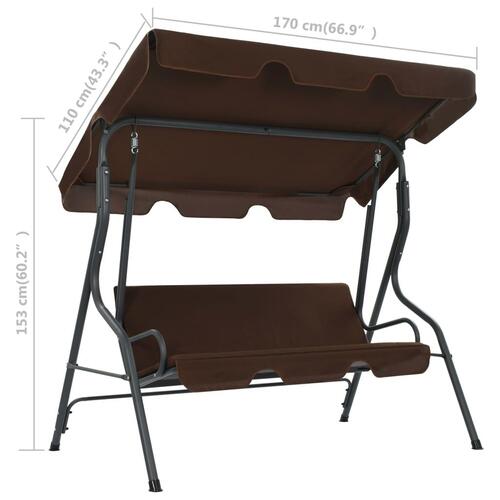 Gyngesofa til haven 170x110x153 cm kaffefarvet