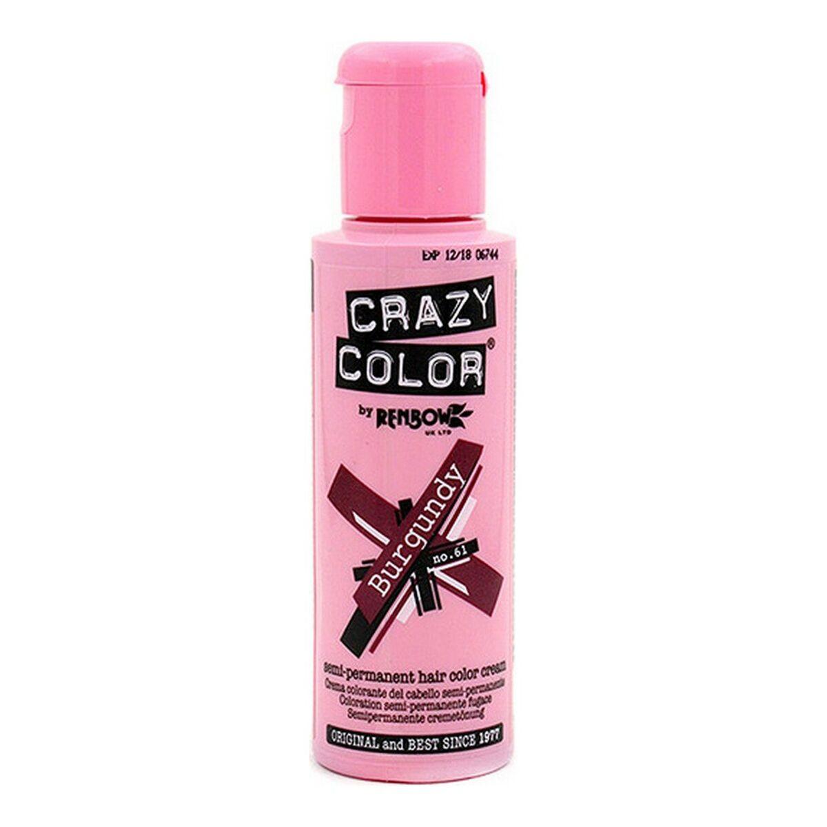 Halvpermanent farvning Burgundy Crazy Color Nº 61 (100 ml)