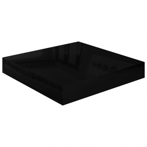 Væghylder sæt á 4 - 23 × 23,5 × 3,8 cm - MDF, sort højglans