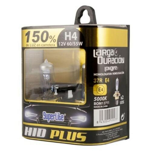 Pære til køretøj Superlite BOM12711 H4 12V 55/60W 5000K Fremad Forhjul 60 W H4 12 V 37R/E4