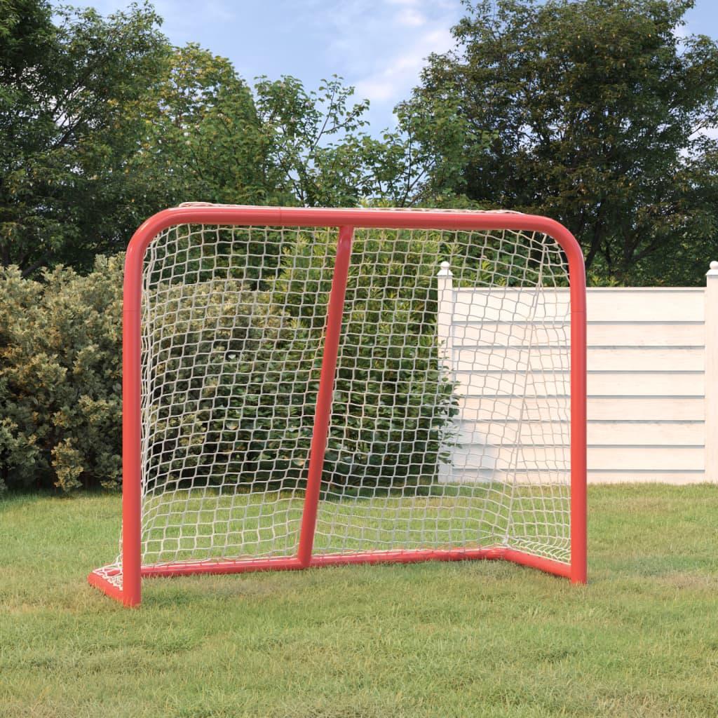 Hockeymål 183x71x122 cm polyester rød og hvid