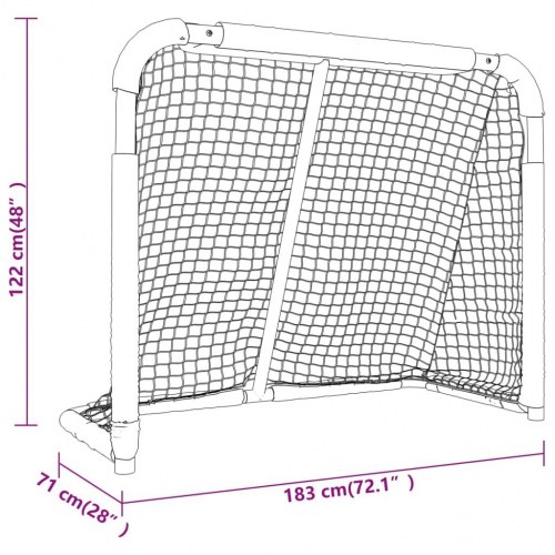 Hockeymål 183x71x122 cm polyester rød og hvid