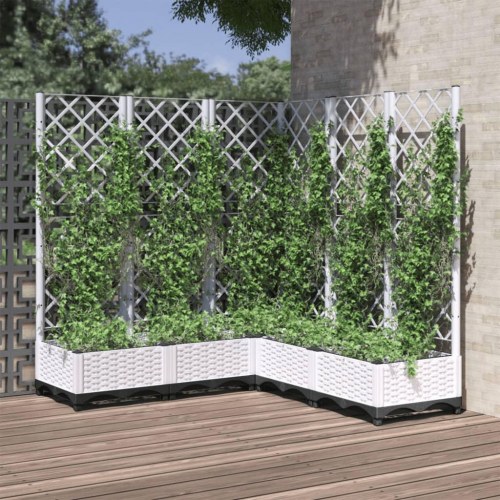 Plantekasse med espalier 120 × 120 × 121,5 cm - PP, hvid