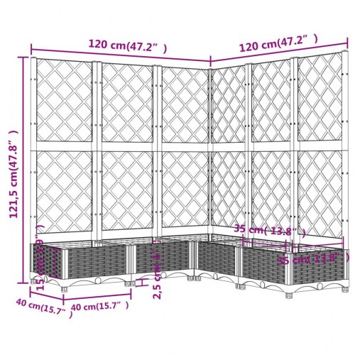 Plantekasse med espalier 120 × 120 × 121,5 cm - PP, hvid