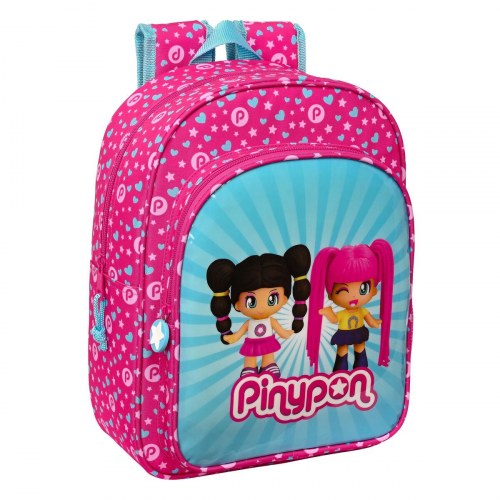 Pinypon skoletaske - blå/pink børnerygsæk 26 × 34 × 11 cm