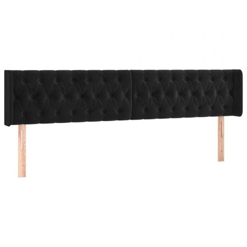Sengegavl med LED-lys i fløjl 203 x 16 x 78/88 cm - sort
