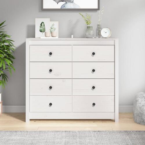 Kommode 100x40x90 cm massivt fyrretræ hvid