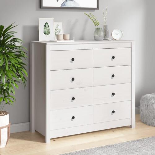 Kommode 100x40x90 cm massivt fyrretræ hvid