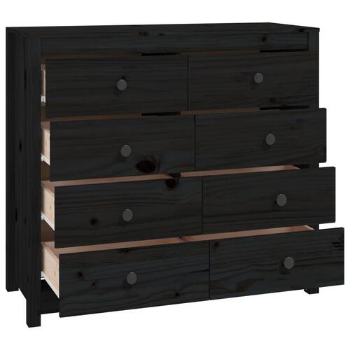 Kommode 100x40x90 cm massivt fyrretræ sort