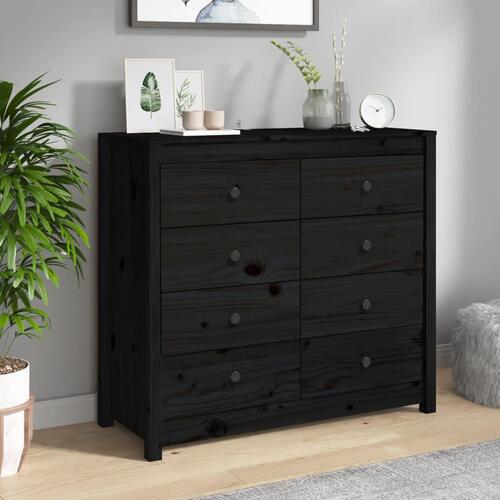 Kommode 100x40x90 cm massivt fyrretræ sort