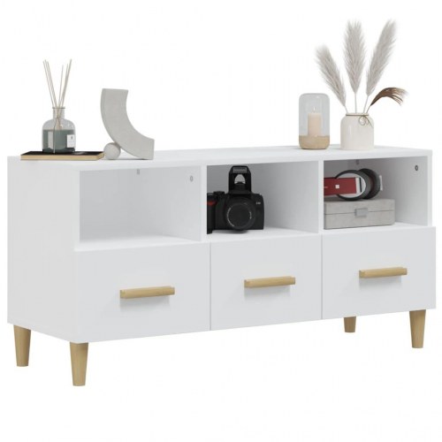 TV-bord 102×36×50 cm - hvid højglans, konstrueret træ