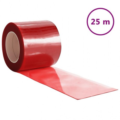 Bændelgardin i PVC - rød, 200 mm x 1,6 mm, 25 m