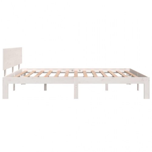 Sengeramme i massivt fyrretræ 160 x 200 cm - hvid