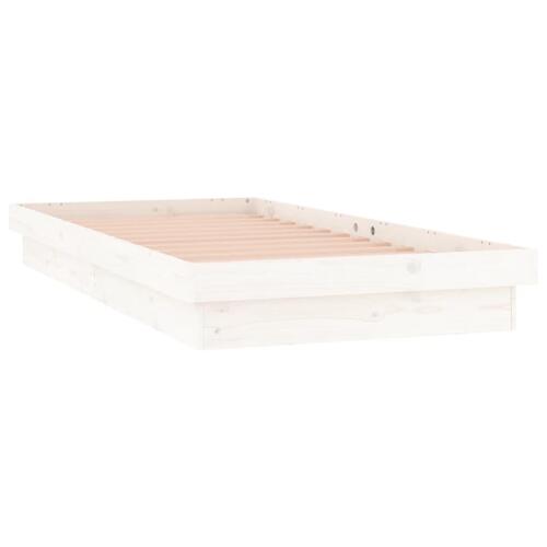 Sengeramme med LED-lys 90x200 cm massivt træ hvid