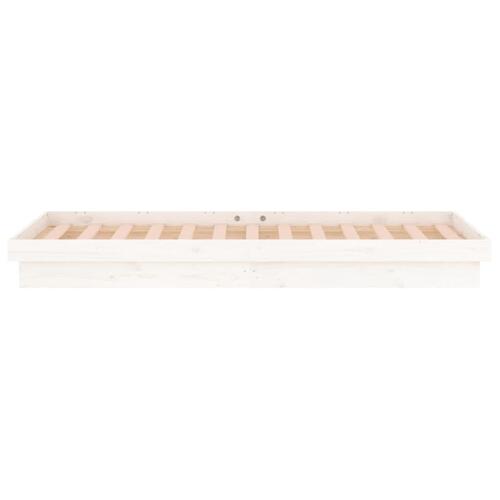 Sengeramme med LED-lys 90x200 cm massivt træ hvid