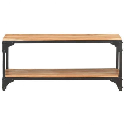 Sofabord i massivt akacietræ med hylde - 90 × 30 × 40 cm, industrielt design
