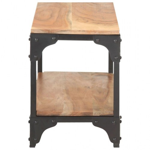 Sofabord i massivt akacietræ med hylde - 90 × 30 × 40 cm, industrielt design